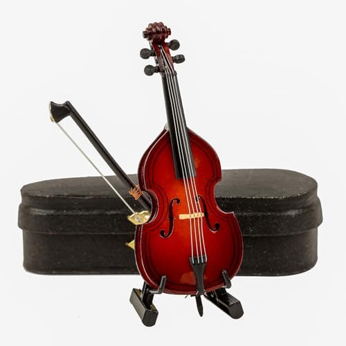 Wooden Mini Double Bass with Stand and Case
