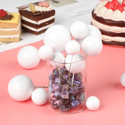 20 Pcs White Cake Topper Balloons Decorations