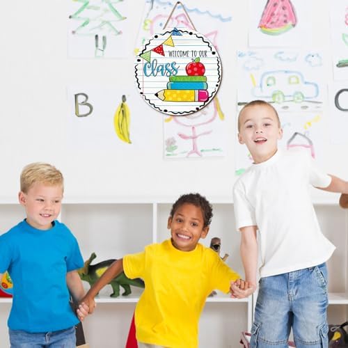 Colorful Welcome Classroom Door Hanger Sign