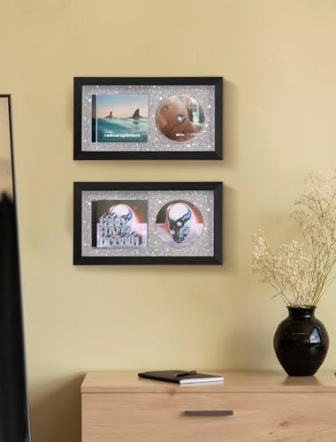 Glitter Shiny Black CD Display Frame with Solid Wood