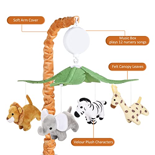 CLYMENE Safari Animals Baby Musical Crib Mobile