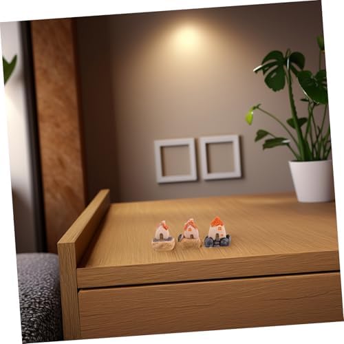 Happyyami 3pcs Resin Miniature Village House Figurines