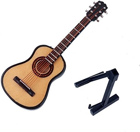 Wooden Miniature Guitar with Stand and Case Musical Decor