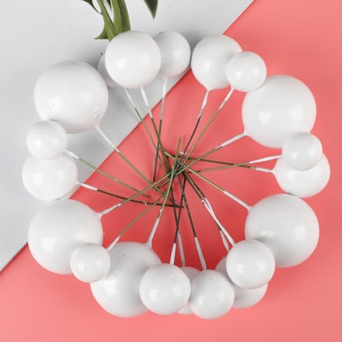 20 Pcs White Cake Topper Balloons Decorations