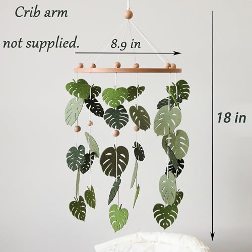 Green Leaf Crib Mobile with Monstera Design