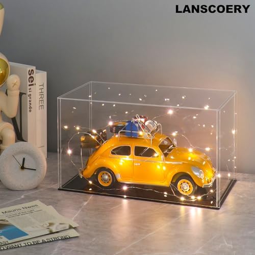 LANSCOERY Acrylic Display Case for Collectibles 10x6x6 Inch Black Base