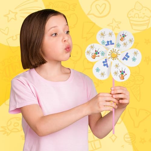 24 Pcs DIY Paper Pinwheels Bulk for Kids Summer Crafts