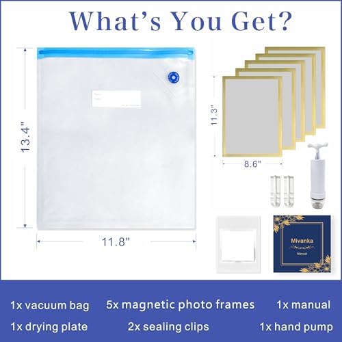 Mivanka Magnetic Photo Frames with Vacuum Sealer Bag 5PCS