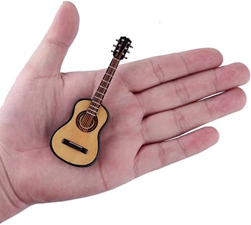 Wooden Miniature Guitar with Stand and Case Musical Decor