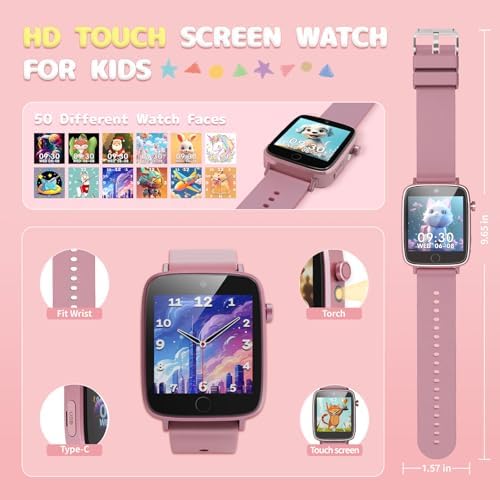 Kids Girls Watch with Camera and 26 Puzzle Games