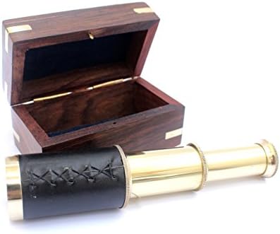 6 Inch Nautical Handheld Pirate Telescope With Anchor On Wooden Box