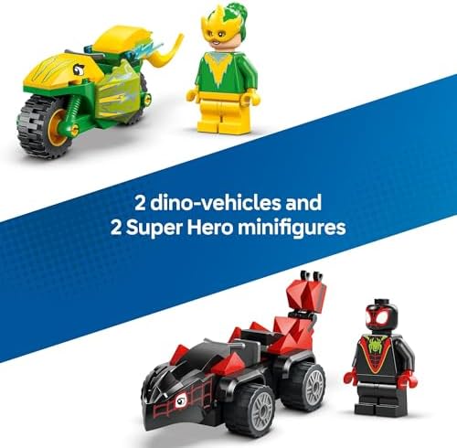 LEGO Marvel Spidey and His Amazing Friends Spin and Electro Dinosaur Vehicle Chase