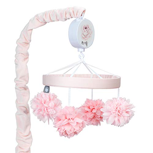 Lambs Ivy Signature Botanical Baby Pink Floral Musical Crib Mobile
