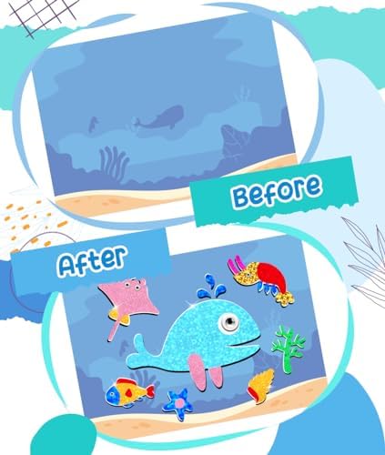 ZMLM Foil Art Kit for Kids - Ocean Theme Creative Craft Activity