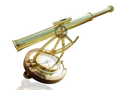 Handmade Brass Alidate Chrome Telescope with Compass Decor