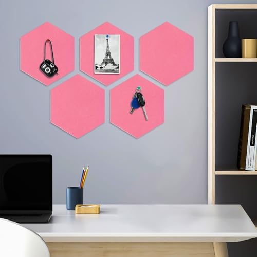 8 Packs Pink Hexagon Felt Pin Board with 30 Push Pins