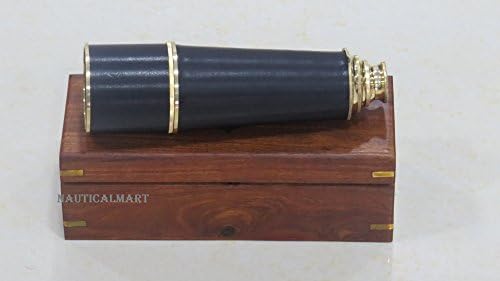 Brass Nautical Telescope with Leather Accents 18 Inch Collectible Decor