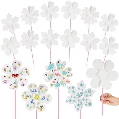 24 Pcs DIY Paper Pinwheels Bulk for Kids Summer Crafts