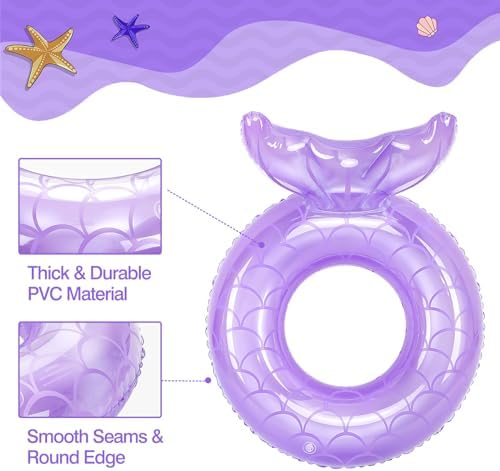 MoKo Inflatable Swimming Ring Bright Fish Tail Shape for Kids and Adults