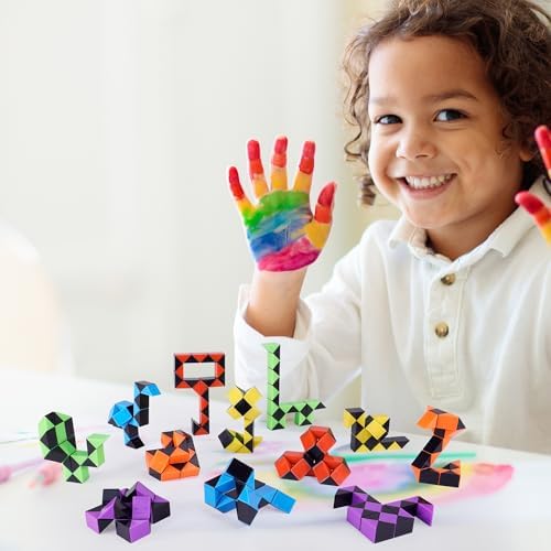 Ganowo 30 Pack Mini Fidget Snake Cubes Puzzle Toys