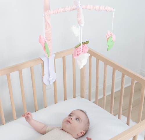Peanutshell Pink Floral Crib Mobile with 12 Lullabies