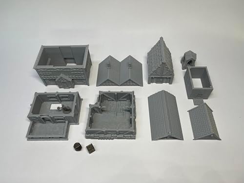 Paintable Tabletop Miniature Medieval Town Building Terrain Set for RPG War Games