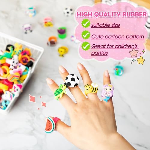 Highergo 120 Pcs Rainbow Animal Rings for Kids 1