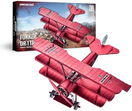 Piececool 3D Metal Puzzles for Adults Fokker Dr-1 Triplane Model Kit