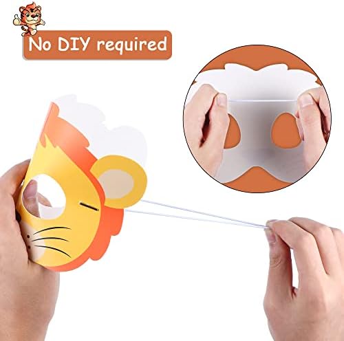 Blulu 16 Pcs Safari Animal Masks for Kids
