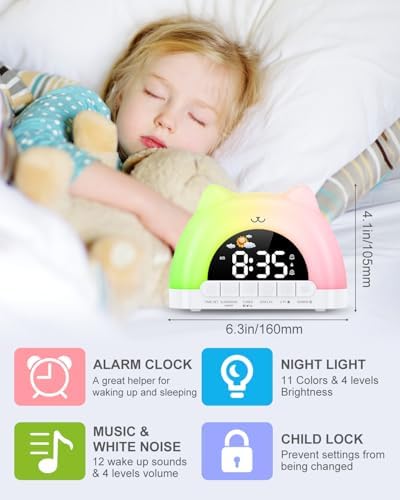Ankilo Kids Alarm Clock with Night Light and Dual Alarms