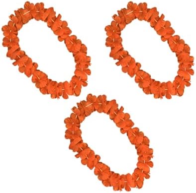3 Pack Vibrant Orange Luau Lei Necklaces 36 Non-Lit