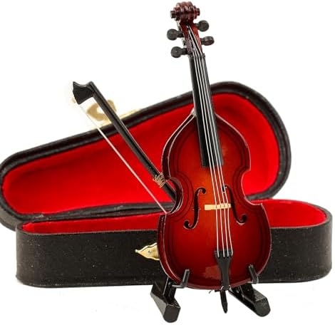 Wooden Mini Double Bass with Stand and Case