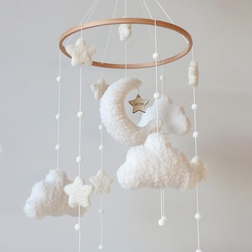 Boho Cloud Moon Crib Mobile for Boys and Girls