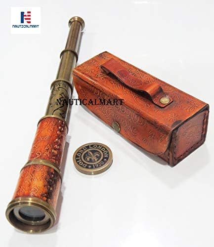 Brass Nautical Telescope Spyglass in Leather Box