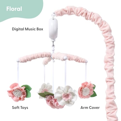 Peanutshell Pink Floral Crib Mobile with 12 Lullabies