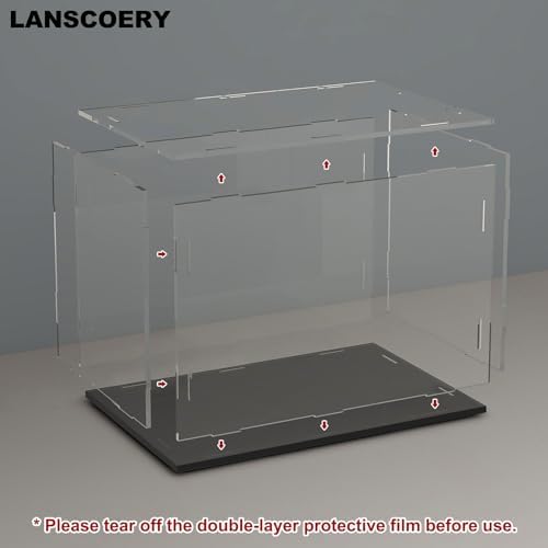 LANSCOERY Acrylic Display Case for Collectibles 10x6x6 Inch Black Base