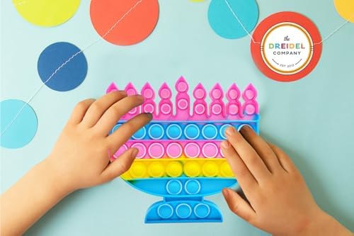 The Dreidel Company Hanukkah Poppit - Pop Fidget Toy Dreidel and Menorah Set