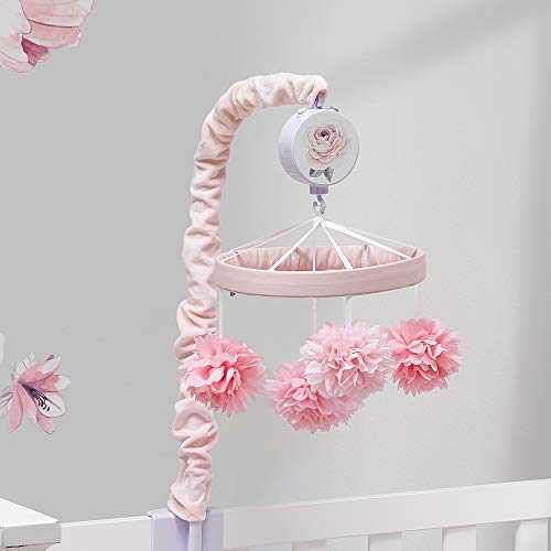 Lambs Ivy Signature Botanical Baby Pink Floral Musical Crib Mobile