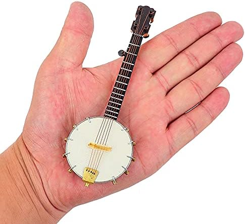 Wooden Miniature Banjo with Stand and Case