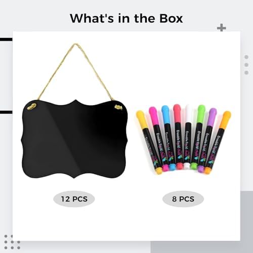 12 Pcs Mini Chalkboard Set with 8 Liquid Chalk Markers