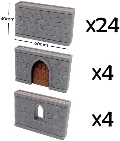 Dungeon Walls Modular DND Terrain Set - 48 Pieces 28mm Scale