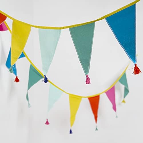 Fabric Rainbow Bunting with Tassels - 10ft