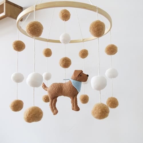 Baby Crib Mobile with Dog and Felt Ball Design