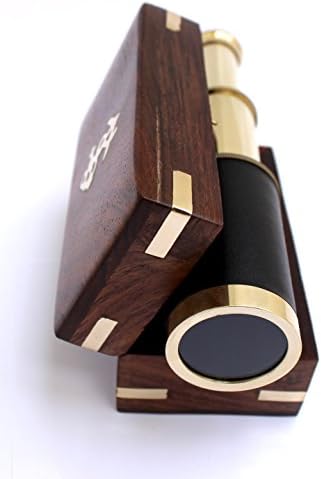 6 Inch Nautical Handheld Pirate Telescope With Anchor On Wooden Box