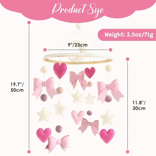 Pink Bow Baby Crib Mobile for Girls