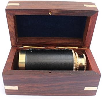 6 Inch Nautical Handheld Pirate Telescope With Anchor On Wooden Box