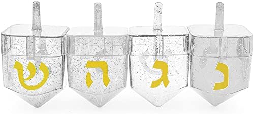 Dreidel Company Hanukkah Fillable Clear Dreidels 4-Pack
