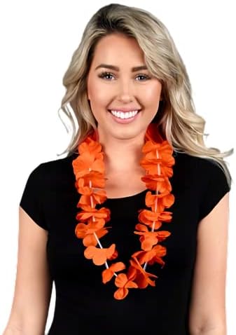 3 Pack Vibrant Orange Luau Lei Necklaces 36 Non-Lit