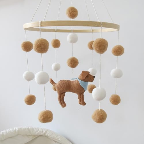 Baby Crib Mobile with Dog and Felt Ball Design