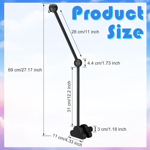 GlikCeil Wooden Baby Crib Mobile Arm Cloud Design Black